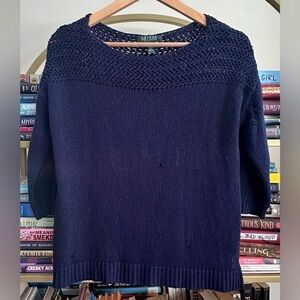 Lauren Ralph Lauren Distressed Navy Open Knit Sweater 💙🌊 [Read description]